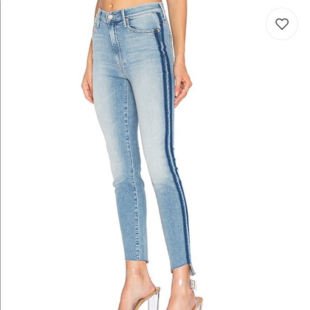 Stunner Zip Ankle Fray Mother Jeans stripe size 27